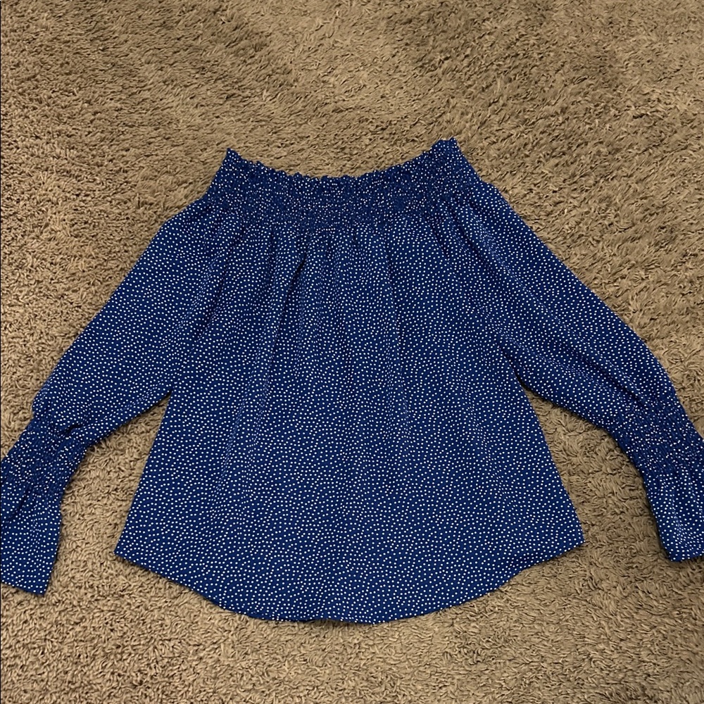 Allison Joy Navy Off-Shoulder Blouse